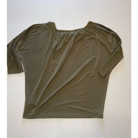 Michael Kors small olive green cold shoulder with gold chains long sleeve top A5 - Picture 7 of 7